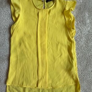 Zara Yellow Flutter Sleeve Blouse